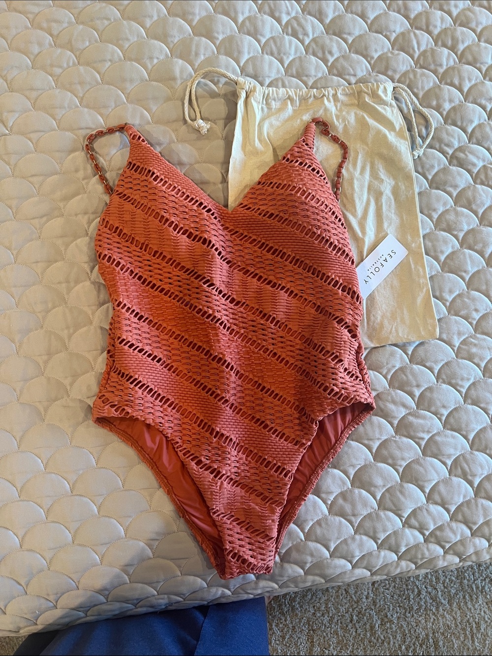 Seafolly Coral Crochet-Overlay One-Piece Swimsuit